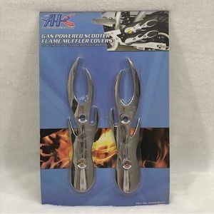 APC Gas Powered Scooter Chrome Flame Muffler Covers #60903R001 Mini Chopper.